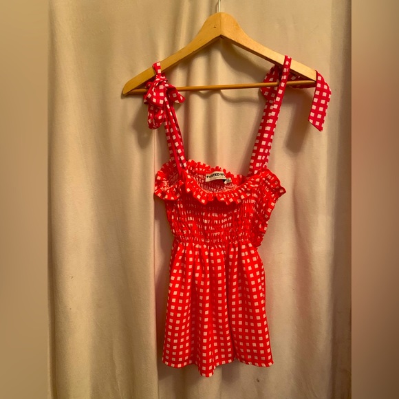 Twisted Wunder London dress. Red/white checkered with pink/white straps. Size 12 - Picture 1 of 4